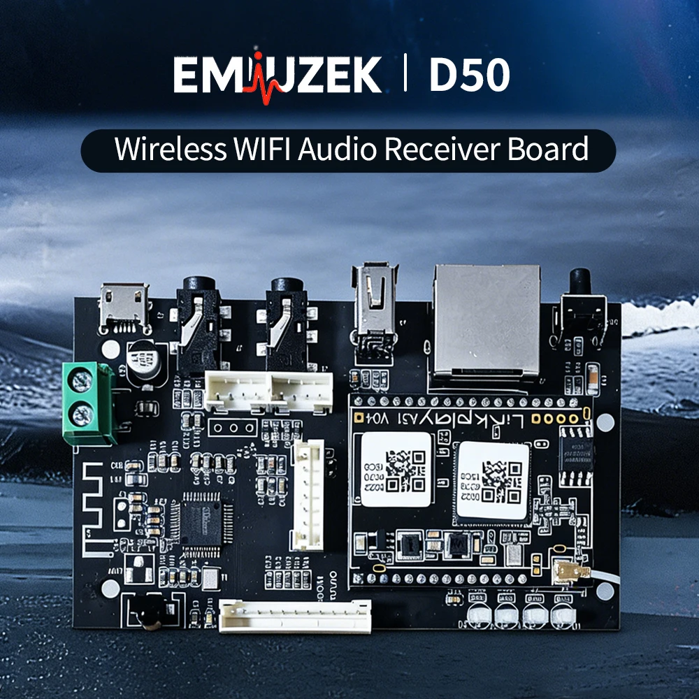 Audio Music By - EMIUZEK D50 ワイヤレスオーディオレシーバーボード Bluetooth WiFi ステレオ音楽モジュール
